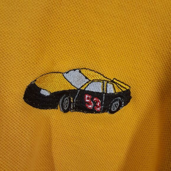 Jerzees #53 Adult Men's L Yellow Checkered Flag Collar Short Sleeve Polo... - Picture 2 of 8